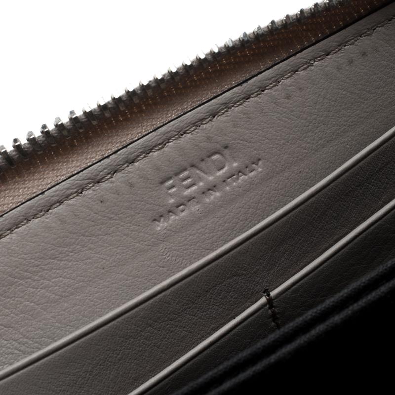 Fendi Grey Leather Monster Zip Around Wallet 4