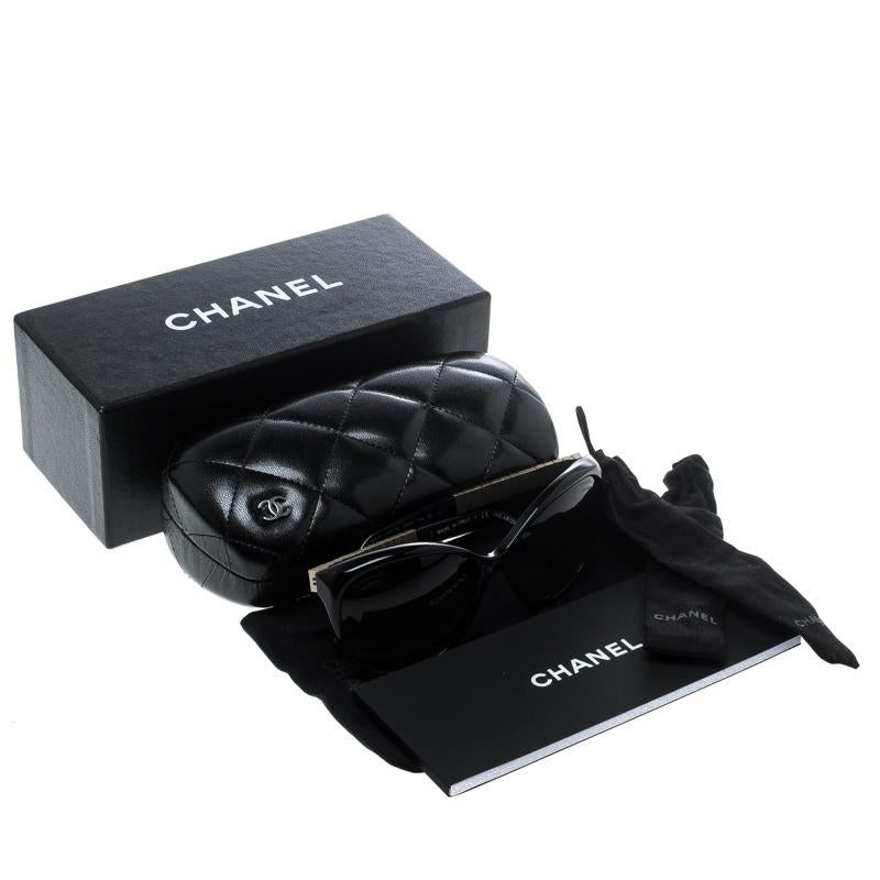 Chanel Black/Black Polarized 5309B Embellished Cat Eye Sunglasses 2