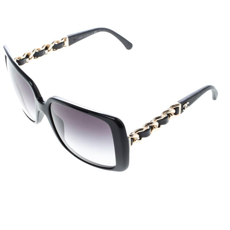 Chanel Black Gradient 5208-Q Chain Link Square Sunglasses