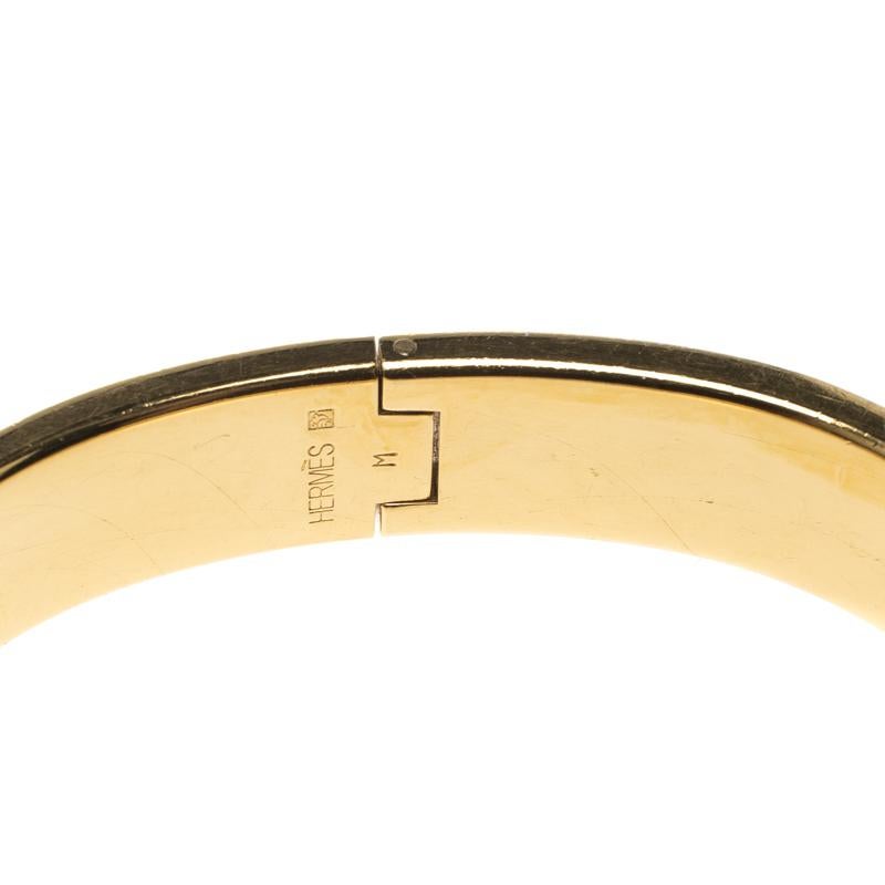 Hermes Clic Clac H Black Enamel Gold Plated Narrow Bracelet PM In Good Condition In Dubai, Al Qouz 2