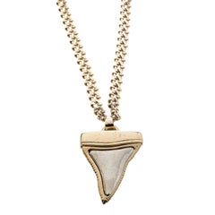 Givenchy Small Shark Tooth Pendant Gold Tone Two Tier Chain Necklace