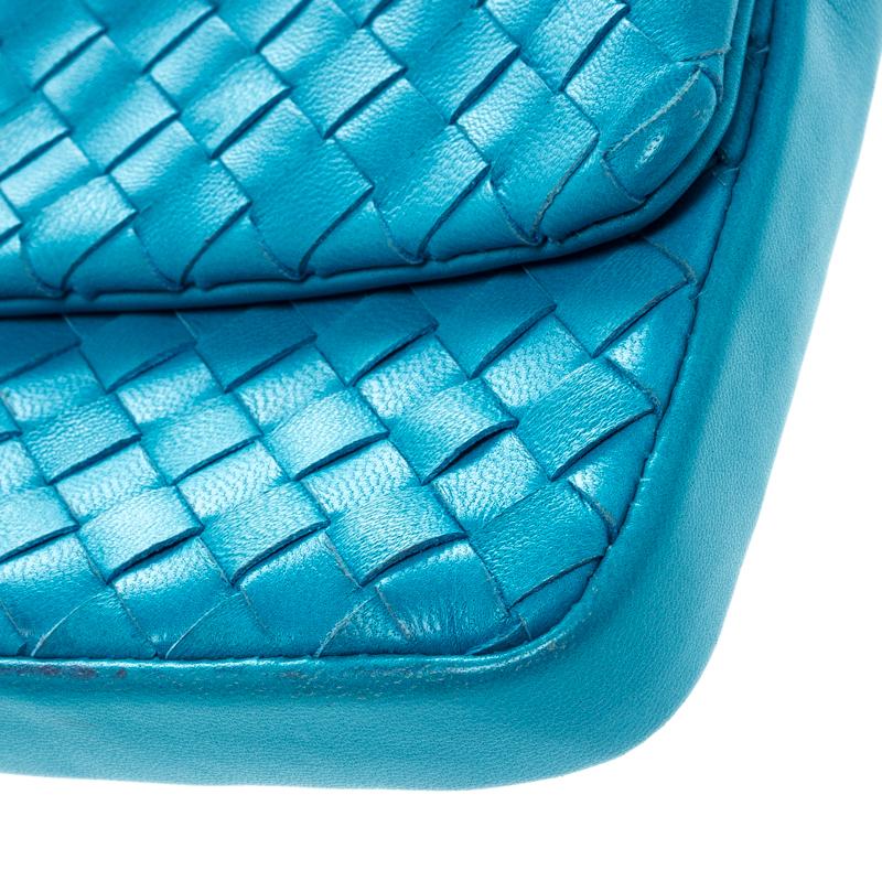Bottega Veneta Sky Blue Intrecciato Leather Continental Wallet In Good Condition In Dubai, Al Qouz 2