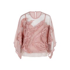 Elie Saab Pink Semi-Sheer Embroidered Top S