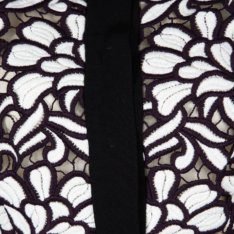 Giambattista Valli Black Printed Silk Georgette Floral Embroidered Ruffled Dress 2