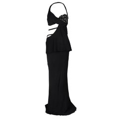 Ermanno Scervino Black Embellished Cutout Detail Backless Halter Gown M