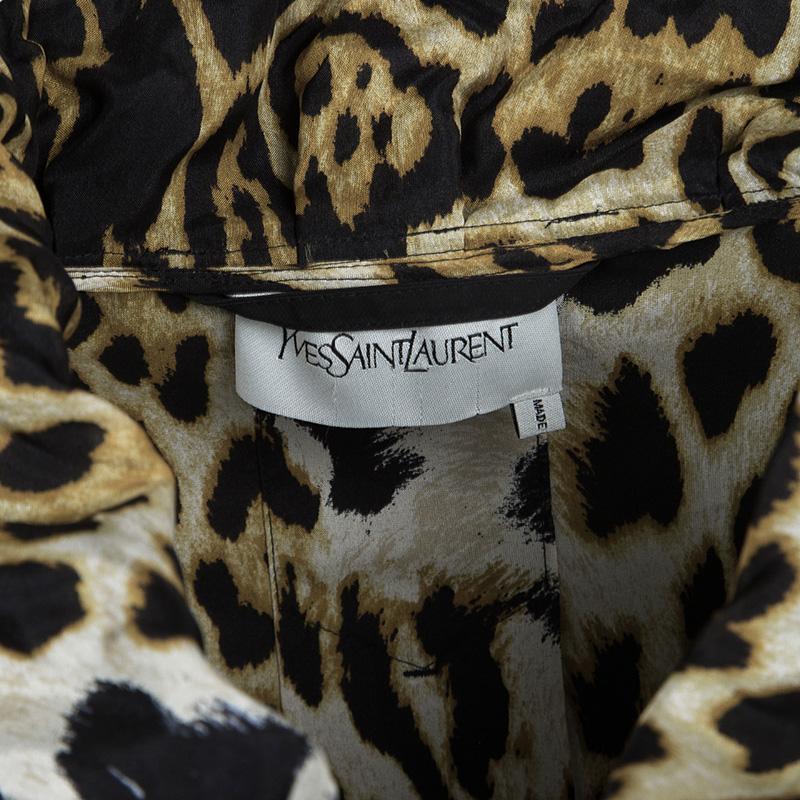 Women's Yves Saint Laurent Paris Black Contrast Lined Tie Detail Belted Trench Coat M