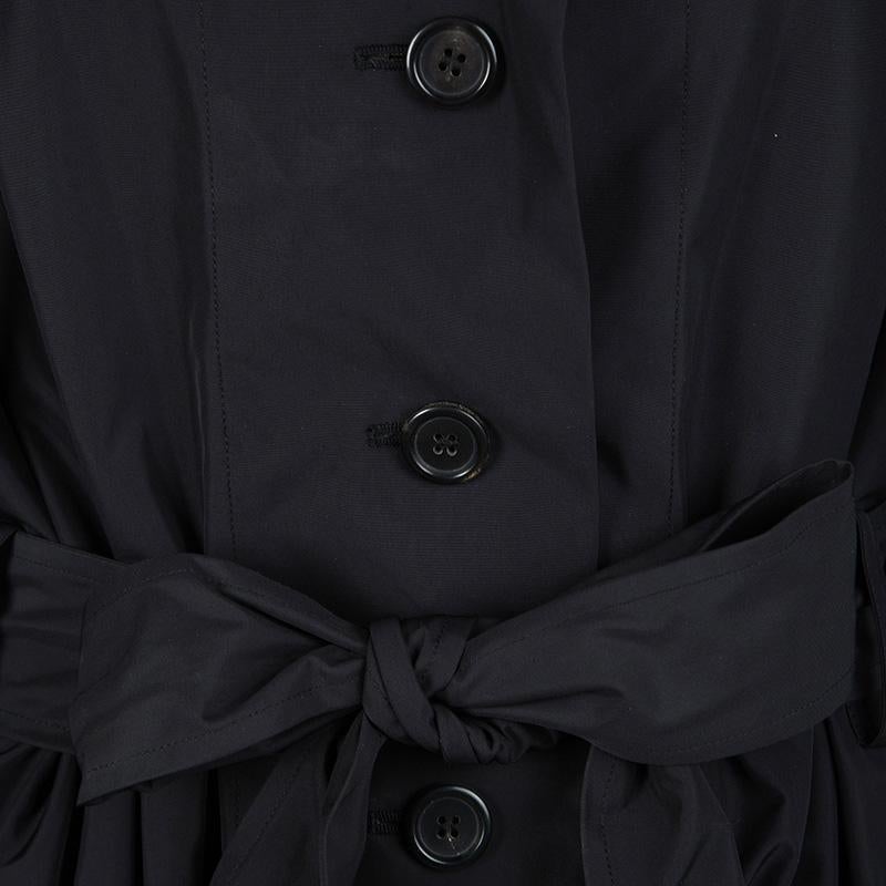 Yves Saint Laurent Paris Black Contrast Lined Tie Detail Belted Trench Coat M 1