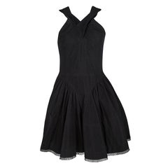 Alaia Black Eyelet Embroidered Cotton Cross Back Sleeveless Dress L