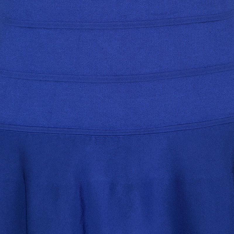 Women's Ralph Lauren Sapphire Blue Short Sleeve Bandage Skater Dress L