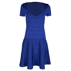 Ralph Lauren Sapphire Blue Short Sleeve Bandage Skater Dress L
