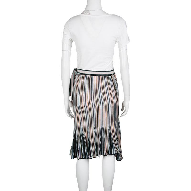 Gray Missoni Multicolor Striped Knit Wrap Skirt M