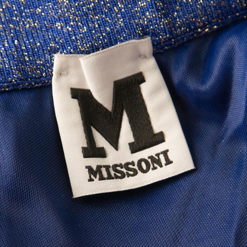 Women's M Missoni Navy Blue Lurex Knit Chevron Pattern Maxi Skirt M