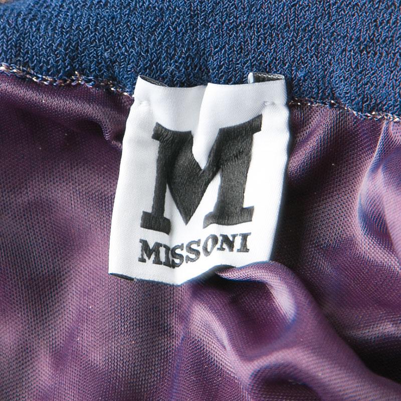 M Missoni Purple Lurex Perforated Knit Pleated Skirt M In Good Condition In Dubai, Al Qouz 2