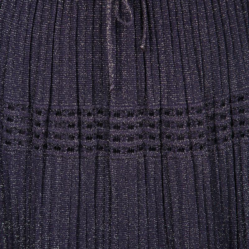 Women's M Missoni Purple Lurex Perforated Knit Pleated Skirt M