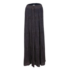 M Missoni Purple Lurex Perforated Knit Pleated Skirt M