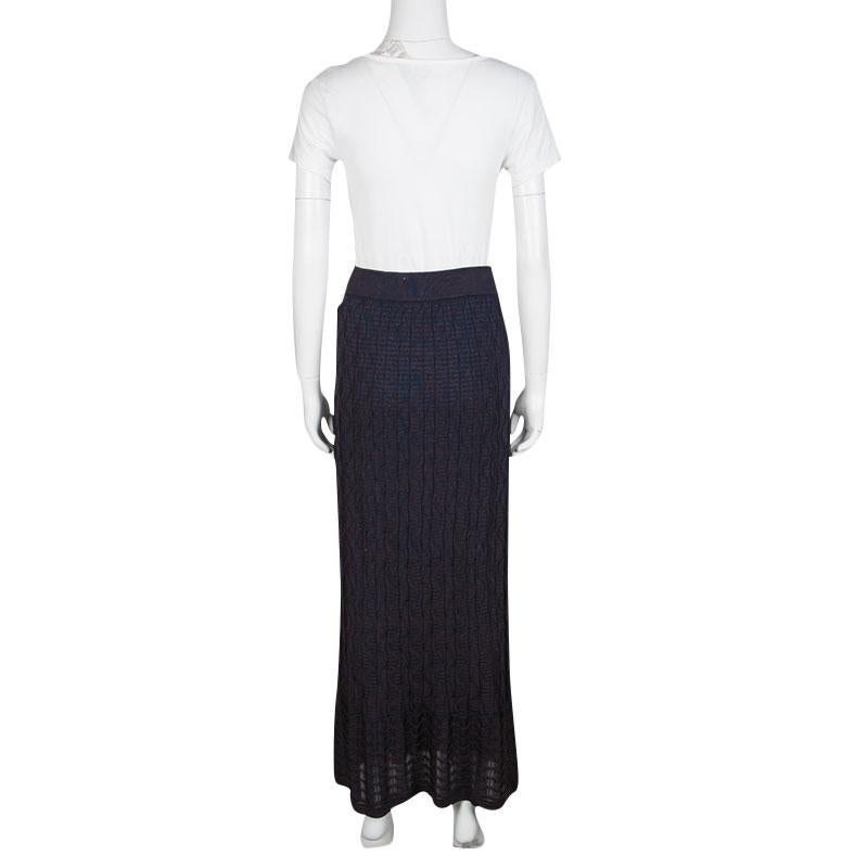 Black M Missoni Purple Patterned Knit Maxi Skirt M