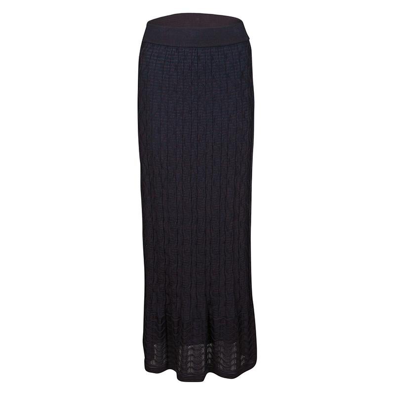 M Missoni Purple Patterned Knit Maxi Skirt M