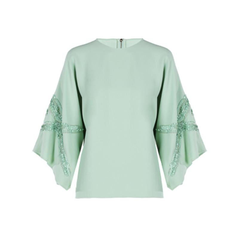 Elie Saab Mint Wide-Sleeved Top L In New Condition In Dubai, Al Qouz 2