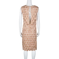 Marni Sand Brown Circular Guipure Lace Sleeveless Shift Dress M