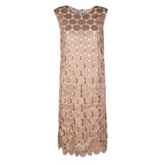 Marni Sand Brown Circular Guipure Lace Sleeveless Shift Dress M