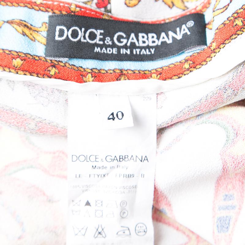 Dolce and Gabbana Multicolor Sicilian Print Pants S In Excellent Condition In Dubai, Al Qouz 2