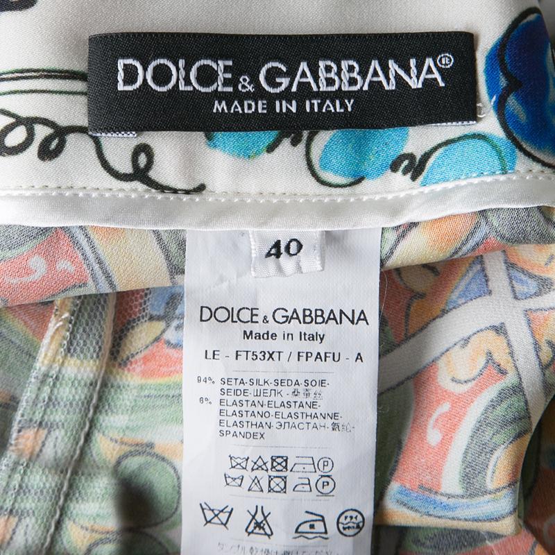 Dolce and Gabbana Multicolor Majolica Print Tapered Pants S In Good Condition In Dubai, Al Qouz 2