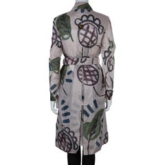 Burberry Prorsum Pink Printed Organza Double Breasted Belted Trench Coat S