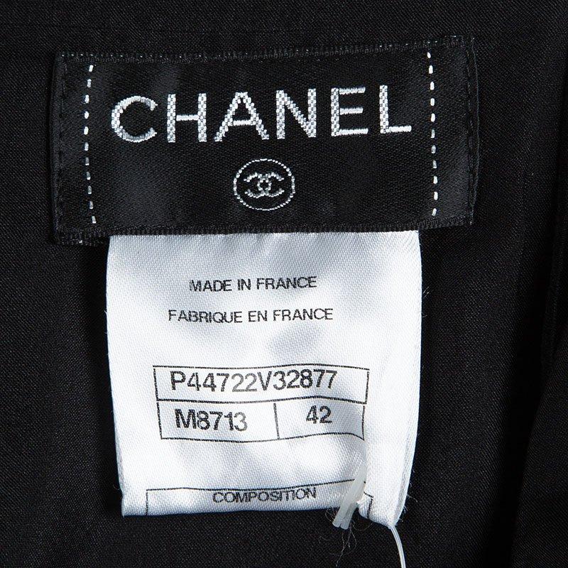 Chanel Black Textured Metallic Skirt L 1