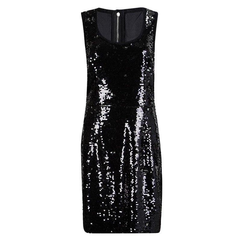 Dolce and Gabbana Black Sequin Embellished Sleeveless Dress L