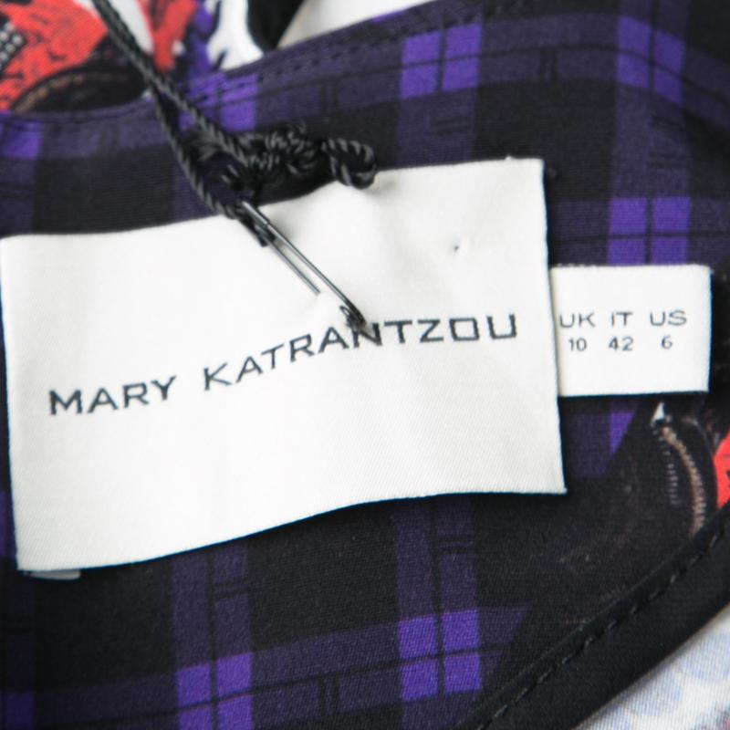 Mary Katrantzou Multicolor Check and Jewel Print Murray Sheath Dress M In New Condition In Dubai, Al Qouz 2