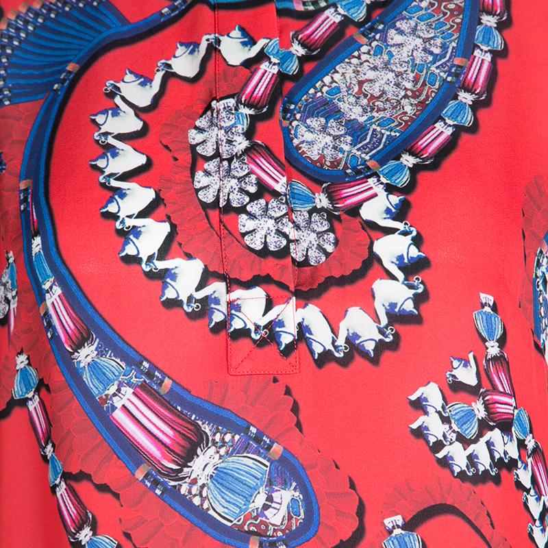 Women's Mary Katrantzou Red Jewel Printed Silk Croft Tunic XS