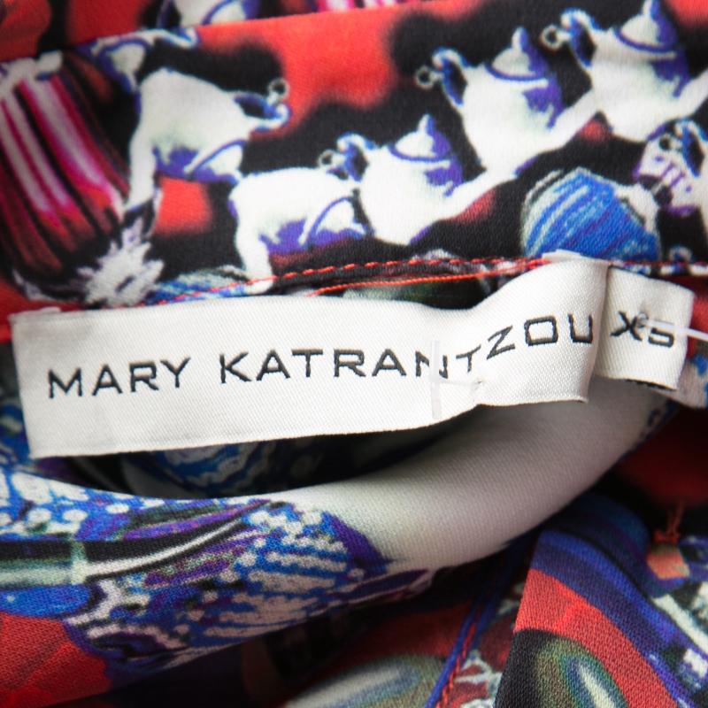 Mary Katrantzou Red Jewel Printed Silk Croft Tunic XS 1