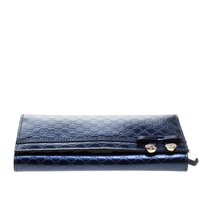 Gucci Blue Microguccissima Patent Leather WOC Wallet 4