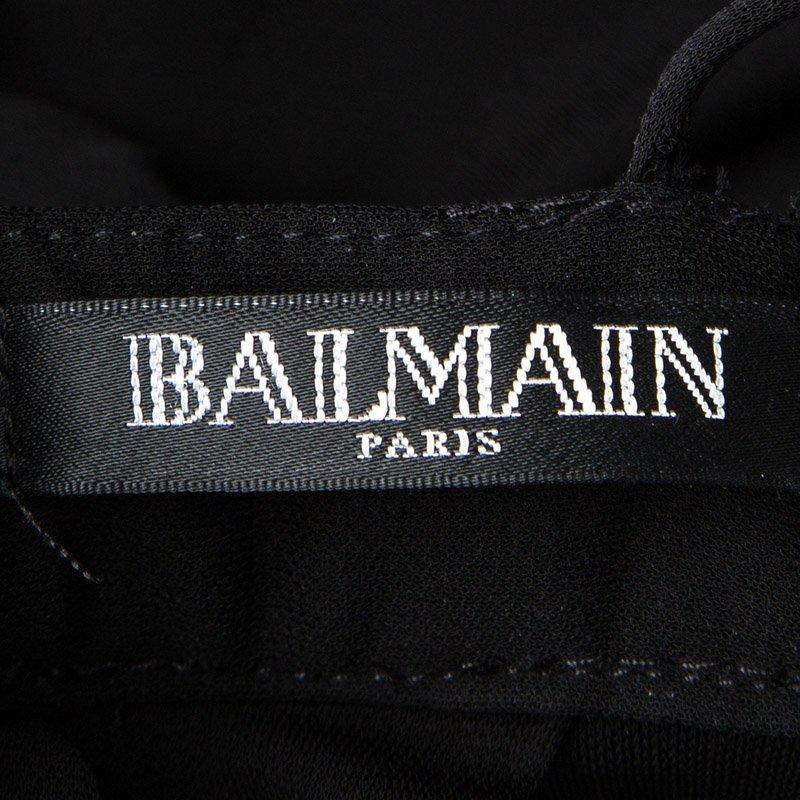 Balmain Black Triangular Front Detail Sleeveless Dress S 1