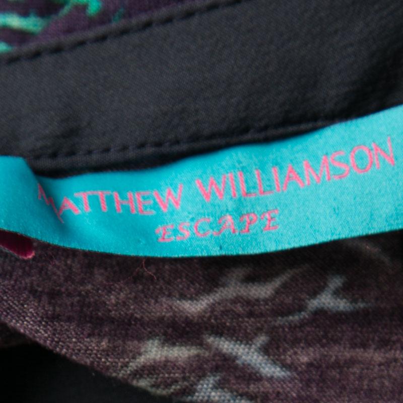 Matthew Williamson Escape Multicolor Bird Print Tassel Detail Maxi Dress M 1