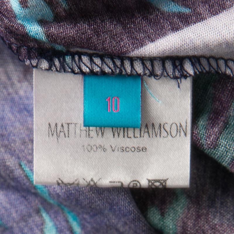 Women's Matthew Williamson Escape Multicolor Bird Print Tassel Detail Maxi Dress M