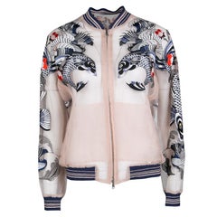 3.1 Phillip Lim Beige Natural Tattoo Embroidered Organza Bomber Jacket S