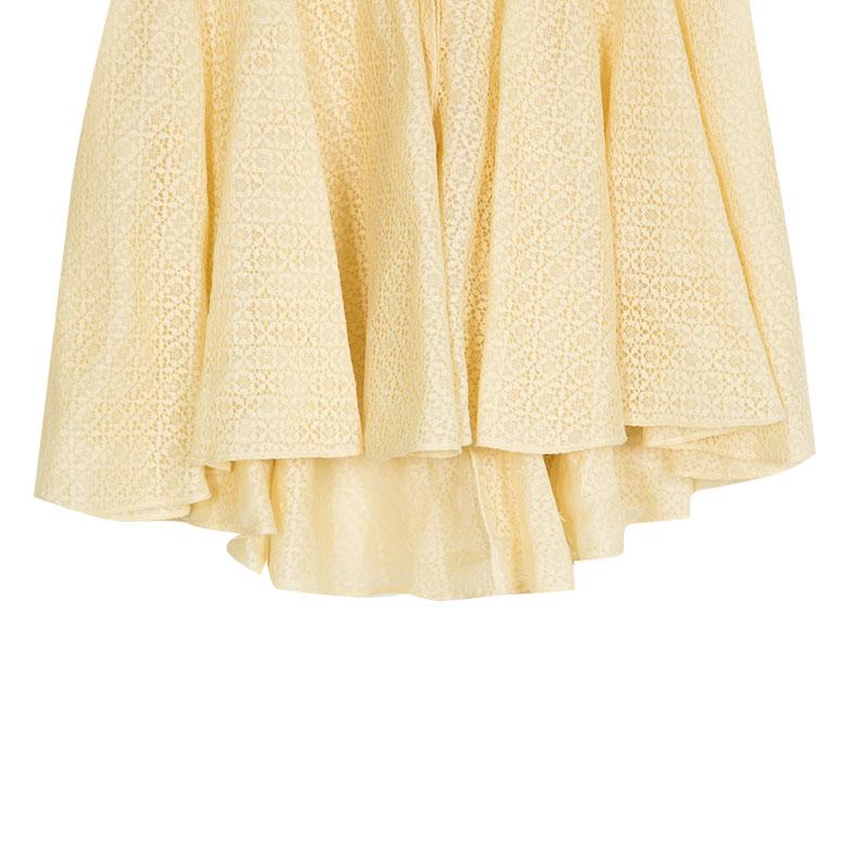 Alexander McQueen Yellow Floral Lace Sleeveless Shirt Dress M In Good Condition In Dubai, Al Qouz 2