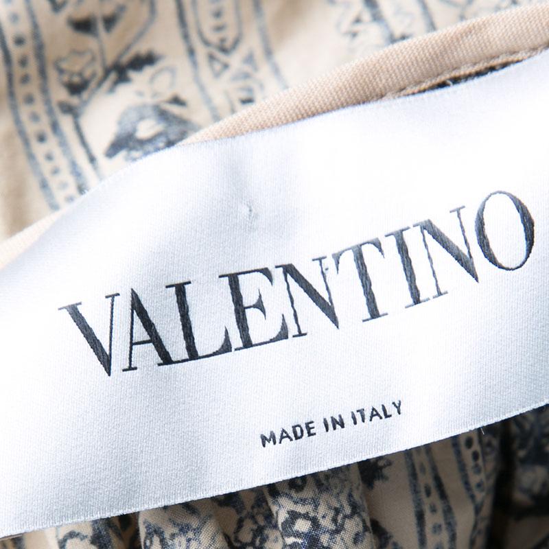 Valentino Beige Medallion Printed Cotton Pleated Bambolina Dress M 3