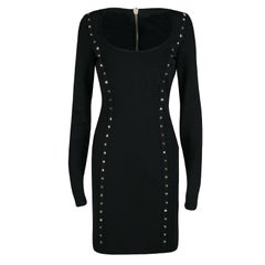 Philipp Plein Couture Black Studded Long Sleeve Bodycon Majesty Dress L