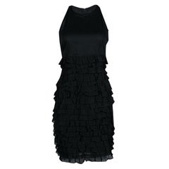 Burberry London Black Cotton Tiered Ruffle Bottom Sleeveless Dress S