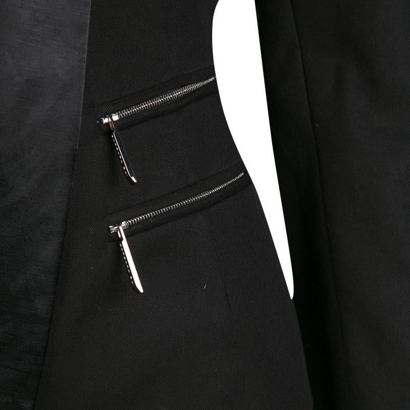 Barbara Bui Black Satin Trim Detail Tailored Blazer S 3