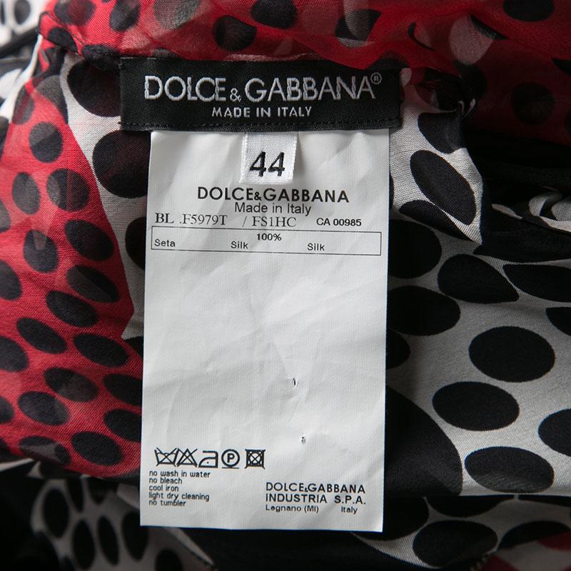 Dolce and Gabbana Multicolor Polka Dot Silk Top M In Excellent Condition In Dubai, Al Qouz 2