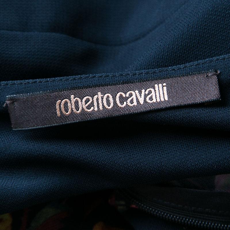 Women's Roberto Cavalli Black Floral Printed Halter Dress S
