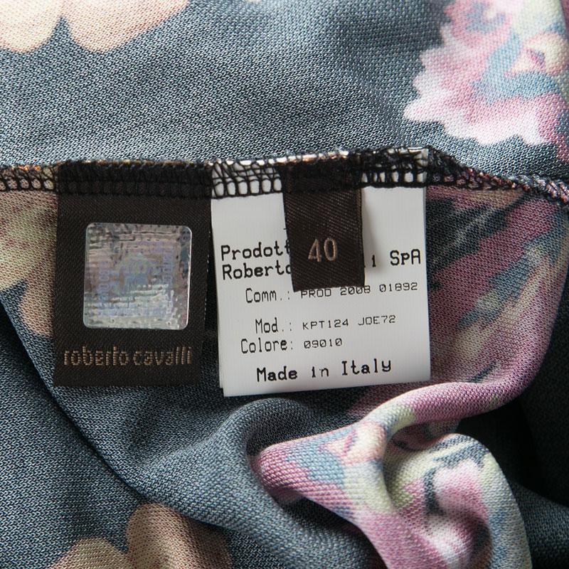 Roberto Cavalli Black Floral Printed Halter Dress S 1