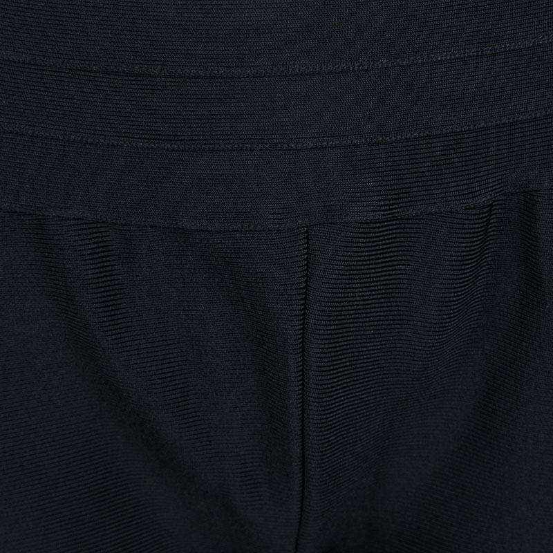 Herve Leger Black Knit Zip Detail Kacie Jeggings M 3