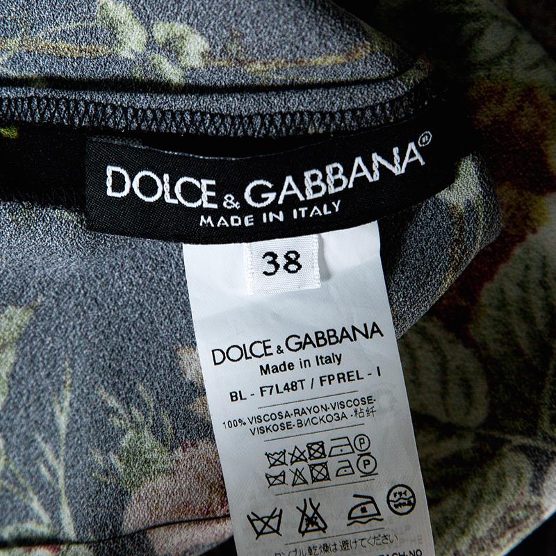 Dolce and Gabbana Black Key and Floral Print Long Sleeve Top S 1