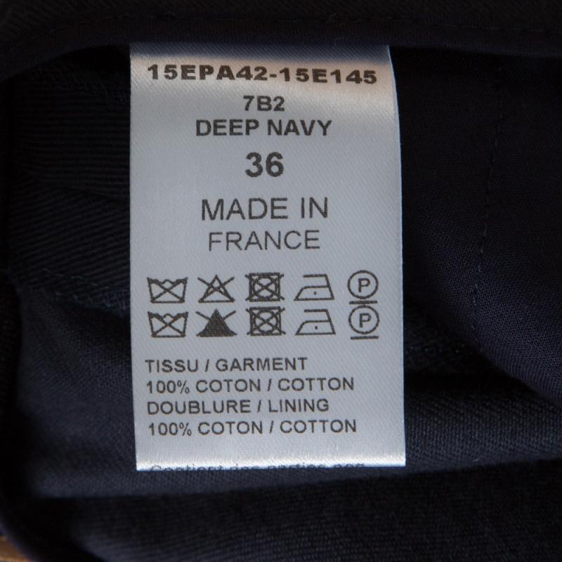Chloe Deep Navy Blue Cargo Pocket Detail High Waist Cotton Pants S 1