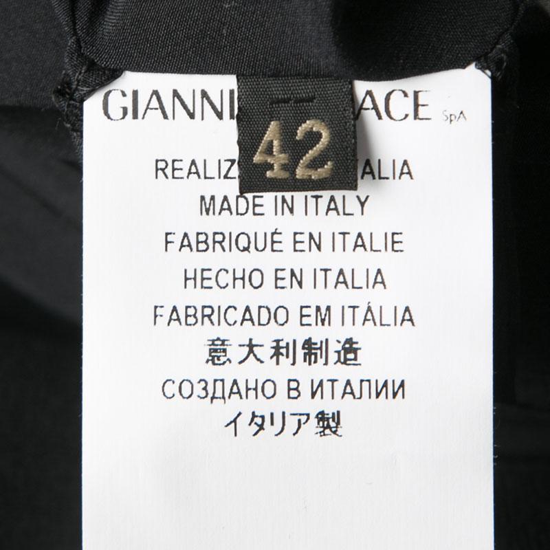 Women's Versace Black Linen Blend Hook Detail Long Sleeve Open Front Jacket M