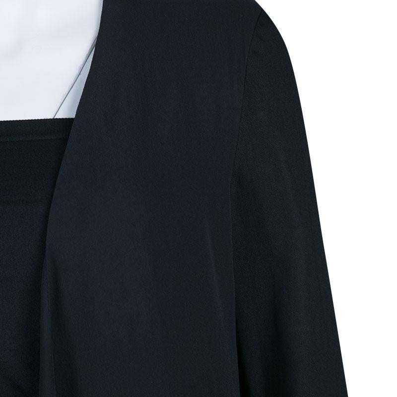 Versace Black Linen Blend Hook Detail Long Sleeve Open Front Jacket M 3